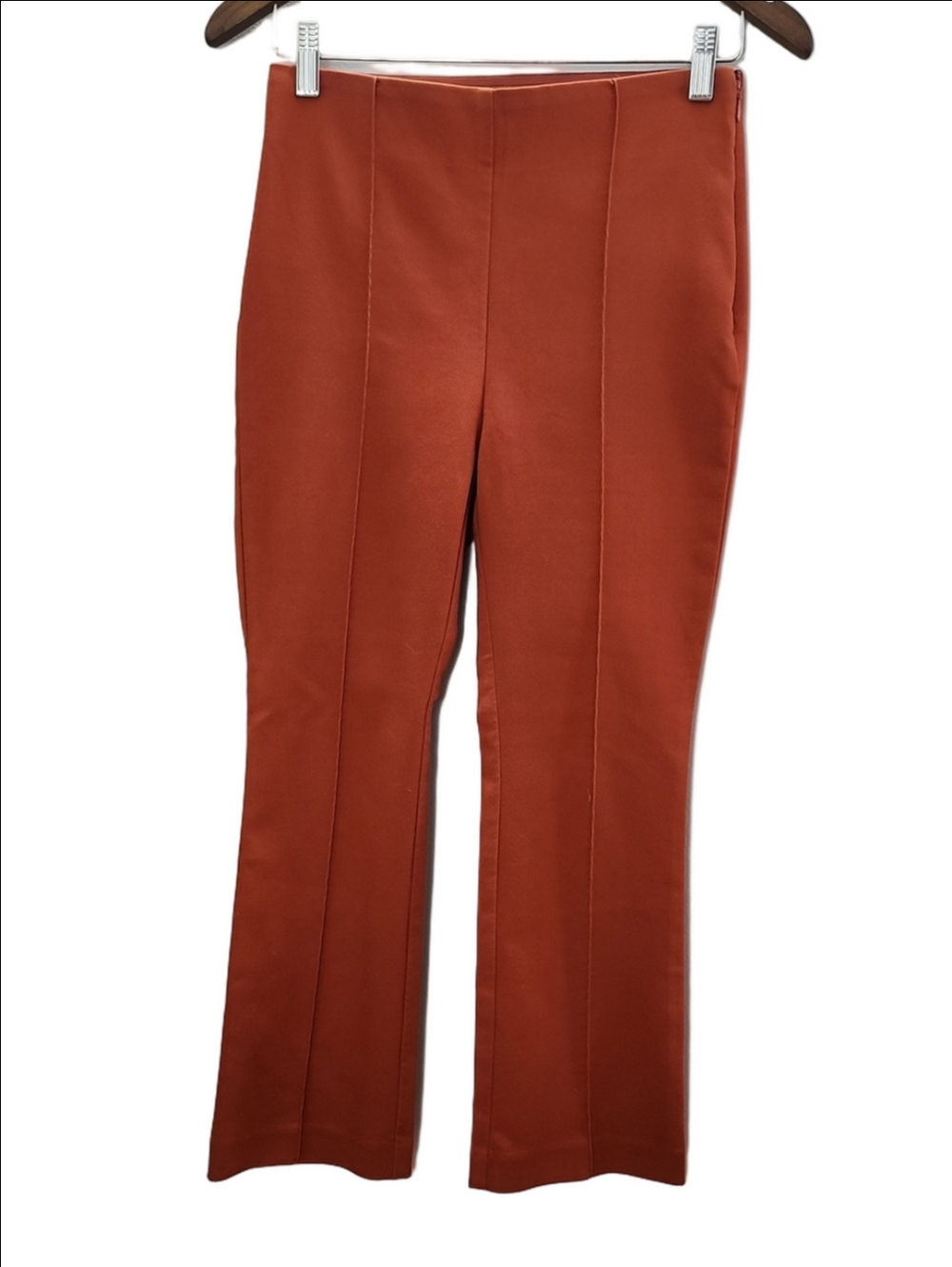 LOFT PETITE Rust high waisted side zipper straight leg cropped pants